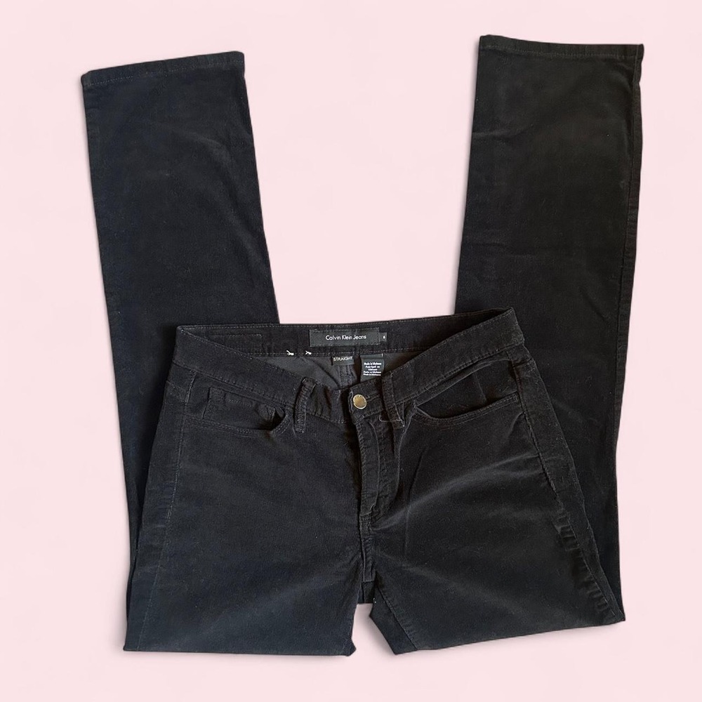 Calvin Klein Jeans Womens Black Corduroy Straight Leg Pants Size 6